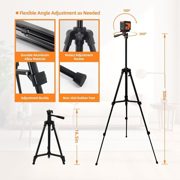 Laser Level Self Leveling w Tripod 100Ft Green Cross Line Leveler Tool 130° - Picture 2 of 16